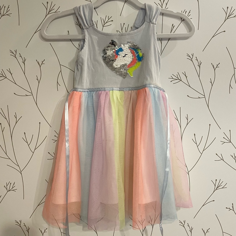 Unicorn Sequin Dress with Rainbow Tulle